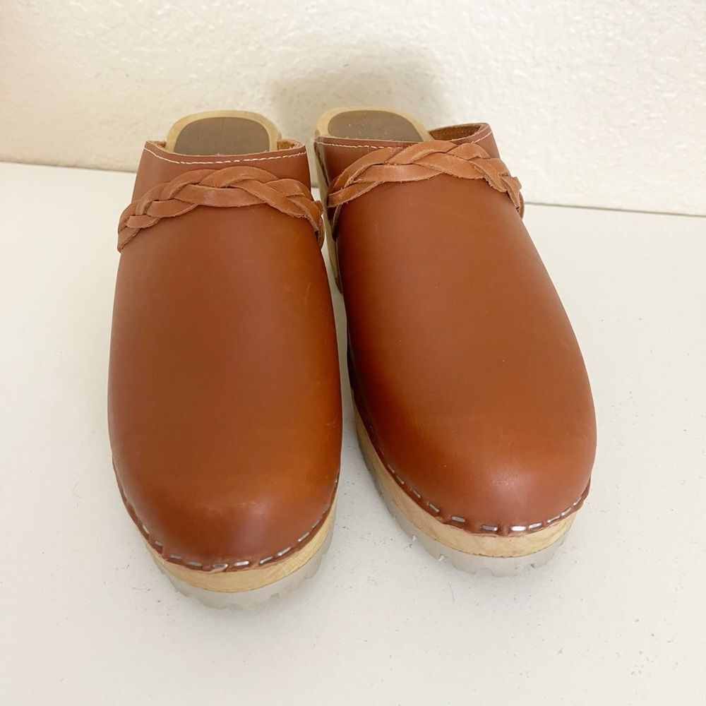 MIA Elsa Brown leather Clogs Braided with wood heel 39 - Picture 6 of 13